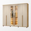 Ver imagem 2 de Guarda Roupa Belgica Reflecta 6 Portas com Vidro 3 Gavetas Nichos Prateleiras - Cinamomo/off-white