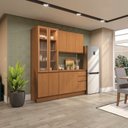 Ver imagem 1 de Cozinha Compacta Modulada 3 Peças com Tampo e Cristaleira Ciela Marrom/Canela