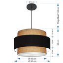 Ver imagem 2 de Lustre Pendente Cilíndrico Md-4384 Cúpula em Tecido Preto e Palha Tam: 50cm Lustres Vivare