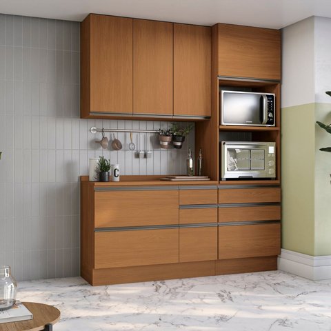 Cozinha Modulada Compacta 3 Peças com Torre Quente Maxxi Marrom/Canela