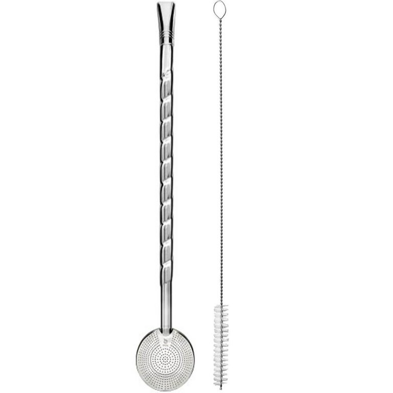 Bomba de Chimarrão Bojo Mil Furos 21cm com Rosca Chata Média e Escovinha Artesanal Bomba de Chimarrão Bojo Mil Furos 21cm com Rosca Chata Média e Escovinha Artesanal