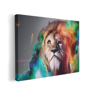 Quadro Decorativo Leao de Juda Colorido Biblia Jesus Cristo 60x40