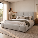 Ver imagem 4 de Conjunto Cama King Cabeceira Star Divani Bouclé Premiun Detalhes em Courino Luxouso Moderna Elegante