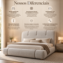 Ver imagem 3 de Conjunto Cama King Cabeceira Star Divani Bouclé Premiun Detalhes em Courino Luxouso Moderna Elegante