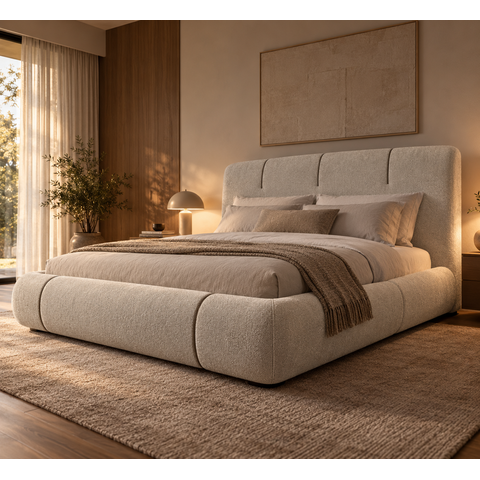 Conjunto Cama King Cabeceira Star Divani Bouclé Premiun Detalhes em Courino Luxouso Moderna Elegante