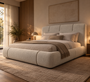 Ver imagem 1 de Conjunto Cama King Cabeceira Star Divani Bouclé Premiun Detalhes em Courino Luxouso Moderna Elegante
