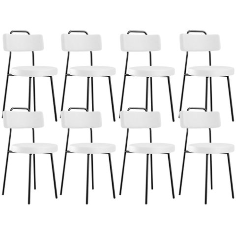 Kit 08 Cadeiras Decorativas Estofada Para Sala De Jantar Barcelona L02 Facto Branco - Lyam Decor
