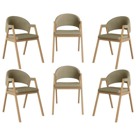 Kit 6 Cadeiras Suellen Luxo Reforçada Mesa de Jantar Linho Cor:bege