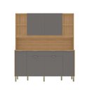 Ver imagem 2 de Cozinha Compacta 6 Portas 2 Gavetas 179,6 cm Botanika Cinza Freijó/Gris Cinza
