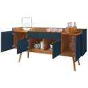 Ver imagem 5 de Buffet Aparador Sala Estar Veneza 4 Portas Cedro/Azul Cobalto