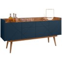 Ver imagem 1 de Buffet Aparador Sala Estar Veneza 4 Portas Cedro/Azul Cobalto