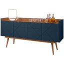 Ver imagem 4 de Buffet Aparador Sala Estar Veneza 4 Portas Cedro/Azul Cobalto