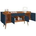 Ver imagem 3 de Buffet Aparador Sala Estar Veneza 4 Portas Cedro/Azul Cobalto