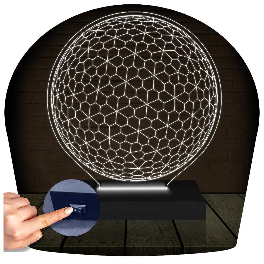 Luminária Led 3d Globo Esfera Abajur 1 Branco - 1