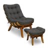 Kit Poltrona e Puff com Base de Madeira Suede Costela - 2