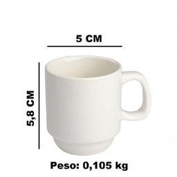 Jogo 12 Xicaras Cha Branca S/pires Empilhavel 200ml Porcelart - 3