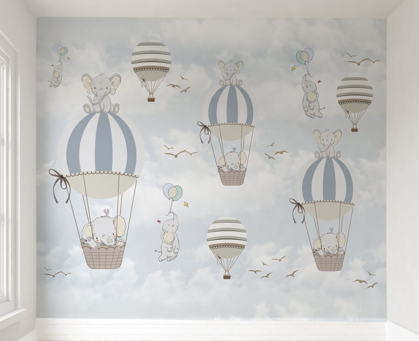 Papel de parede balãozinho azul menino para quarto de bebê M² PP30