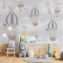 Ver imagem 4 de Papel de parede balãozinho azul menino para quarto de bebê M² PP30