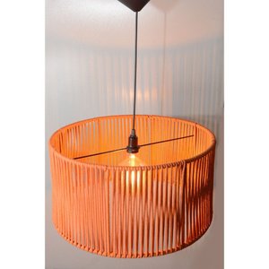 Pendente Lustre Redondo 25x50 Corda Náutica com Fio 1 Metro:terracota/110v/220v