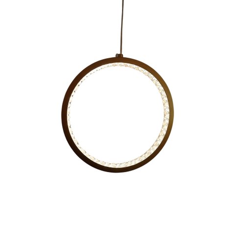 Pendente Redondo Dourado com Cristais Acrílico 20cm Led 15w 3200k Bivolt Paris Luz