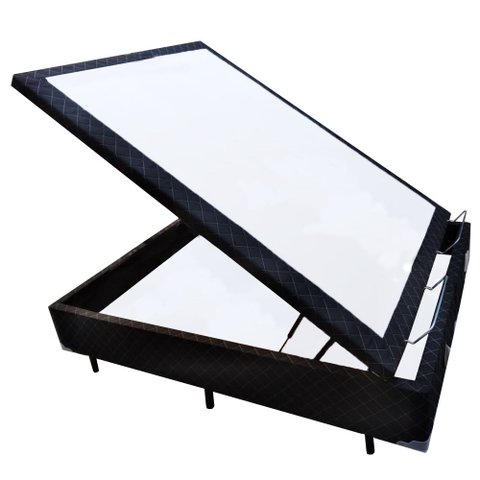 Base Box Baú Casal AColchoes Poliéster Preto 49x138x188