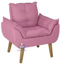Ver imagem 3 de Kit 02 Poltrona/cadeira Decorativa e Puff Glamour Opala com Pés Quadrado Rosê