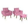 Kit 02 Poltrona/cadeira Decorativa e Puff Glamour Opala com Pés Quadrado Rosê - 1