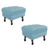 Kit 02 Puf Puff Banqueta Retrô Luiz Xv 50cm Quadrado Sala Suede Azul Turquesa - D House Decor - 1