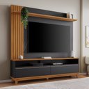 Ver imagem 1 de Estante para TV e Home Theater Ripado para TV até 65 Polegadas 162,6CMX183,8cm Pés em Madeira Maciça Detalhe da Nt 1335 Marrom