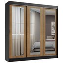Ver imagem 2 de Guarda-Roupa Casal Madesa Kansas 3 Portas de Correr de Espelho 3 Gavetas Preto/Rustic Cor:Preto/Rust