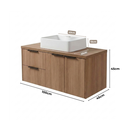 Ver imagem 3 de Gabinete para Banheiro Suspenso com Cuba 2 Portas 2 Gavetas em MDF 100cm Village Noce Marrom