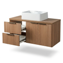 Ver imagem 4 de Gabinete para Banheiro Suspenso com Cuba 2 Portas 2 Gavetas em MDF 100cm Village Noce Marrom
