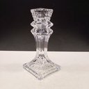 Ver mais imagens de Castiçal Decorativo de Cristal Transparente 15x8x8cm Porta Vela Mesa Jantar Sala