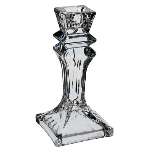 Castiçal Decorativo de Cristal Transparente 15x8x8cm Porta Vela Mesa Jantar Sala