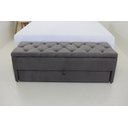 Ver imagem 2 de Puf Baú Estofado com Gaveta Tamanho Casal 140x50x45cm Cor Camurça - com Botôes na Mesma Cor