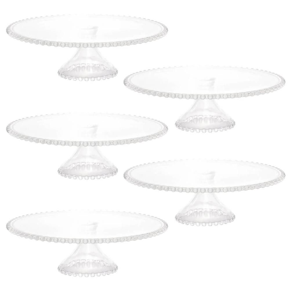 5 Boleiras com Pé Prato Porta Bolo 31cm Cristal Pearl Bolos Doces e Tortas Wolff - 2