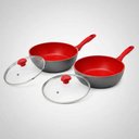 Ver imagem 5 de Frigideira Polishop 2 Flavorstone Day By Day 24 cm 2 Tampa Vermelho