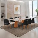 Ver imagem 1 de Sala de Jantar Mesa Florida 220cm Tampo Laqueado com Vidro e 8 Cadeiras Suiça