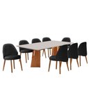 Ver imagem 2 de Sala de Jantar Mesa Florida 220cm Tampo Laqueado com Vidro e 8 Cadeiras Suiça