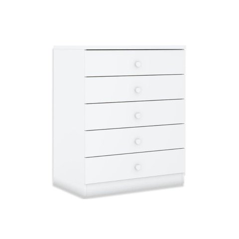 Cômoda Bebê Bala de Menta 5 Gavetas Branco - Henn