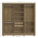 Ver imagem 4 de Guarda Roupa Casal 3 Portas de Correr com 2 Gavetas e Pés 223cm Cb03m570 Kappesberg