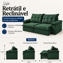 Ver imagem 3 de Sofá Berlin Retrátil e Reclinável 220m - Verde