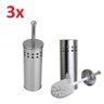 Kit 3 Escova Sanitaria em Inox Vassourinha para Banheiro Luxo com Suporte Aco Limpar Vaso - 2