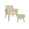Kit 01 Poltrona + Puff Decorativo Para Tecido Suede Cor:Bege - 1