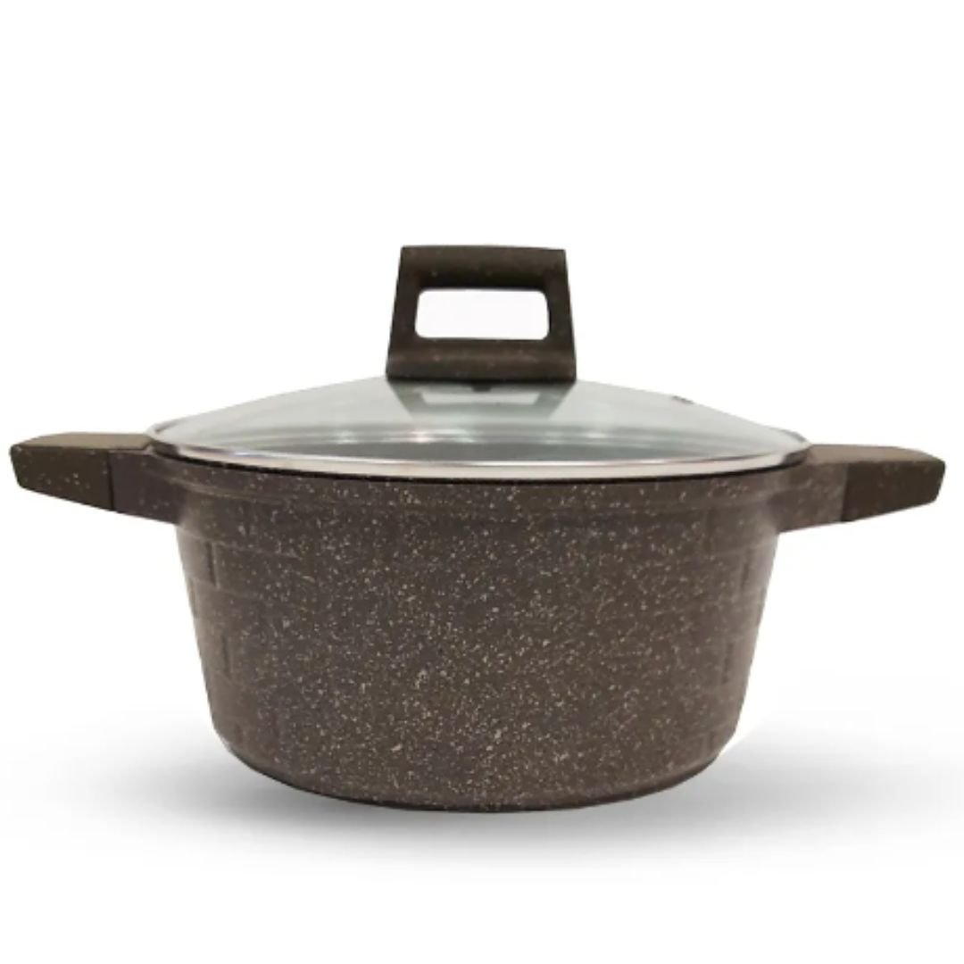 Panela lisa de pó de mármore com tampa Cazaro 24cm - 1