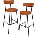 Ver imagem 1 de Kit 02 Banquetas Alta Bar Cozinha Sala De Jantar Em Aço Milão L02 Tecido Terracota - Lyam Decor