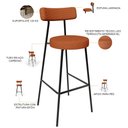 Ver imagem 4 de Kit 02 Banquetas Alta Bar Cozinha Sala De Jantar Em Aço Milão L02 Tecido Terracota - Lyam Decor