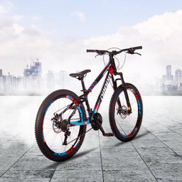 Bicicleta Aro 26 Quadro 13 Alumínio 21v Freio a Disco Mecânico Freeride Azul/Vermelho - Dropp - 2