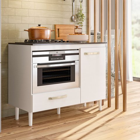 Balcão Para Cooktop 01 Porta 01 Gaveta Fit Branco Nicioli