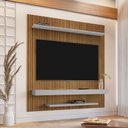 Ver imagem 1 de Painel para Tv até 60 Polegadas Leme 2 Prateleiras Ripado 3d Cinamomo/off White - Móveis Bechara